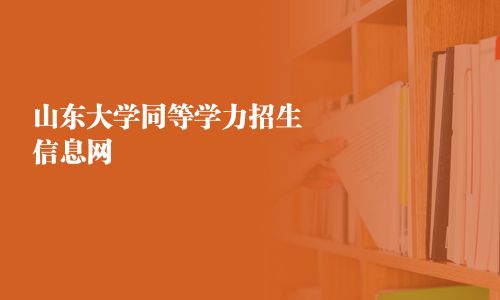 山東大學同等學力招生信息網